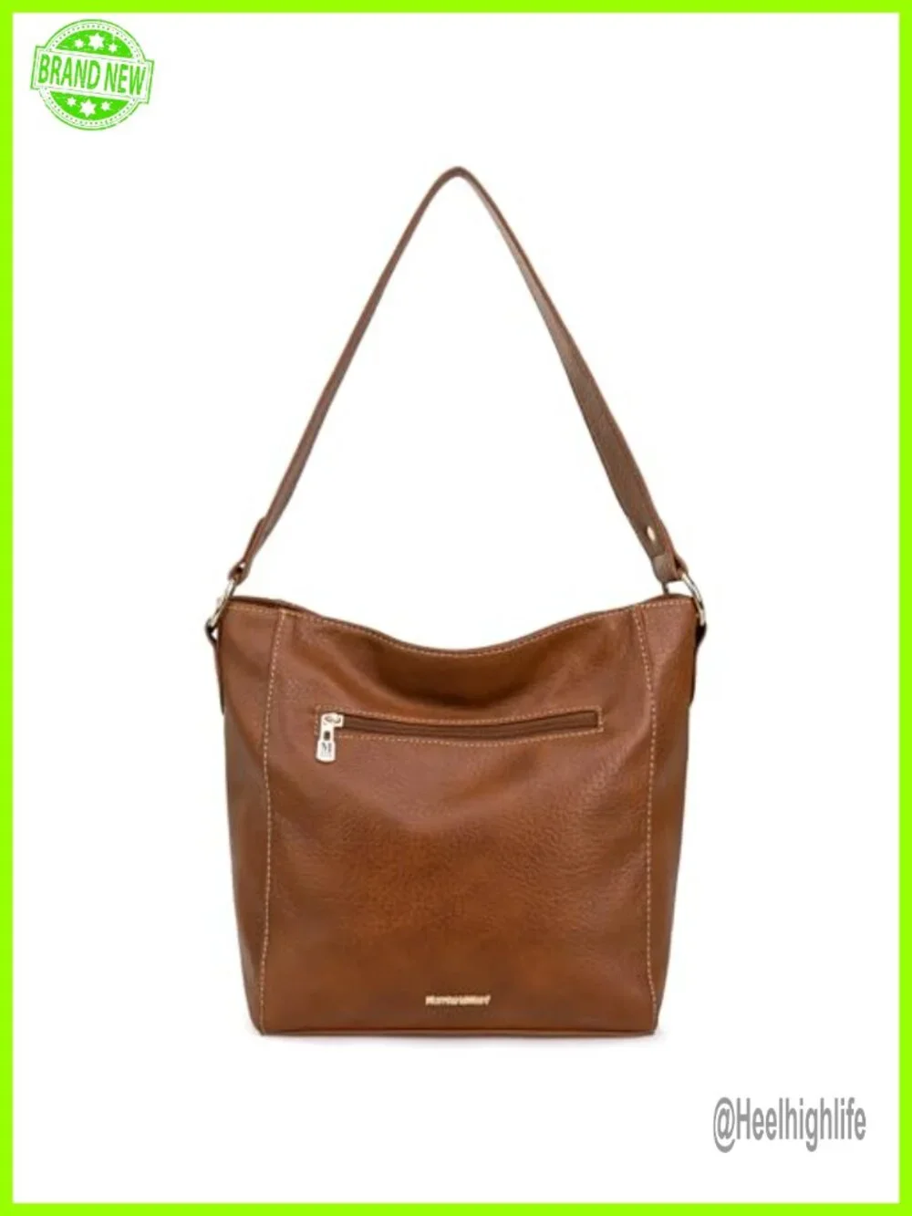 Vegan Leather Hobo Shoulder Bag with Zipper Closure